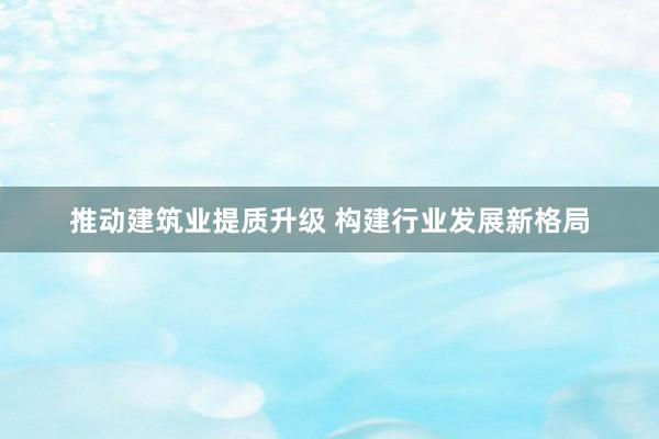 推动建筑业提质升级 构建行业发展新格局