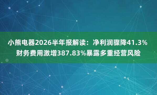 小熊电器2026半年报解读：净利润骤降41.3% 财务费用激增387.83%暴露多重经营风险