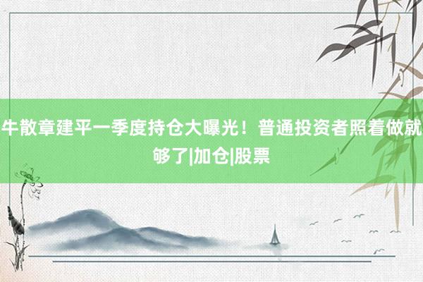 牛散章建平一季度持仓大曝光！普通投资者照着做就够了|加仓|股票