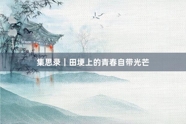 集思录｜田埂上的青春自带光芒