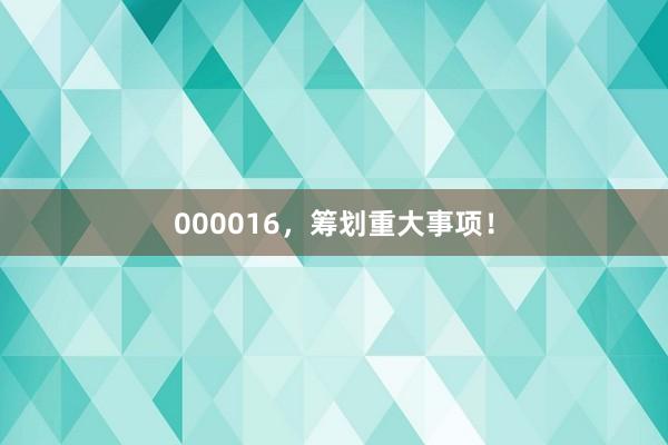 000016，筹划重大事项！