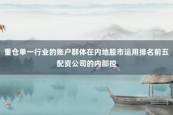 重仓单一行业的账户群体在内地股市运用排名前五配资公司的内部控