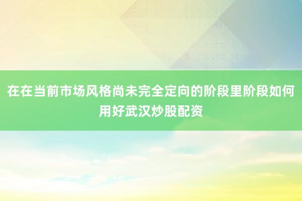 在在当前市场风格尚未完全定向的阶段里阶段如何用好武汉炒股配资
