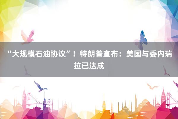 “大规模石油协议”！特朗普宣布：美国与委内瑞拉已达成