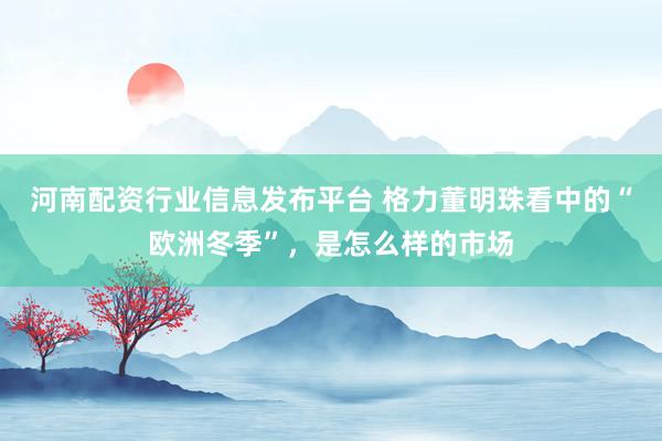 河南配资行业信息发布平台 格力董明珠看中的“欧洲冬季”，是怎么样的市场