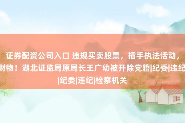 证券配资公司入口 违规买卖股票，插手执法活动，收受巨额财物！湖北证监局原局长王广幼被开除党籍|纪委|违纪|检察机关