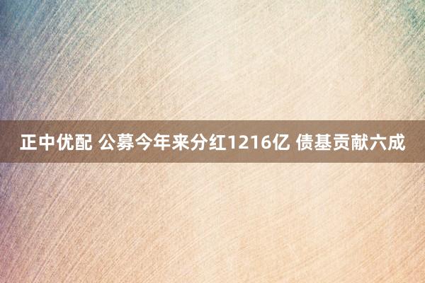正中优配 公募今年来分红1216亿 债基贡献六成