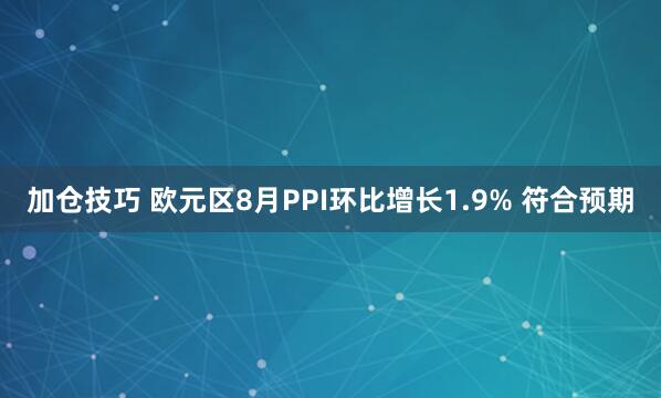加仓技巧 欧元区8月PPI环比增长1.9% 符合预期
