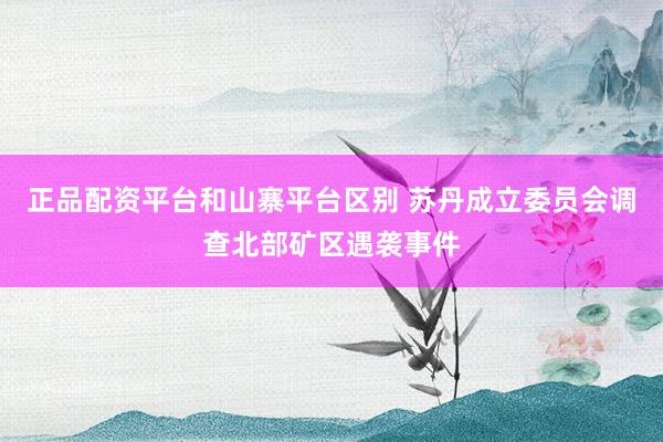正品配资平台和山寨平台区别 苏丹成立委员会调查北部矿区遇袭事件