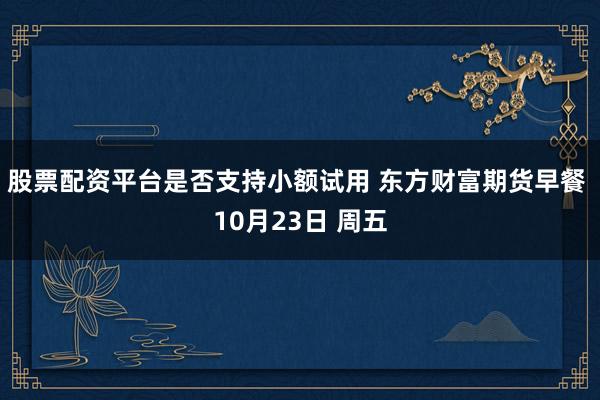 股票配资平台是否支持小额试用 东方财富期货早餐 10月23日 周五