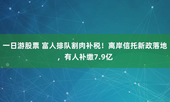 一日游股票 富人排队割肉补税！离岸信托新政落地，有人补缴7.9亿