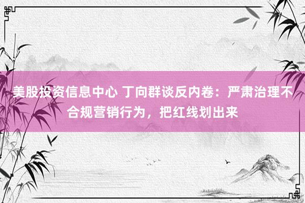 美股投资信息中心 丁向群谈反内卷:严肃治理不合规营销行为,把红线划出来